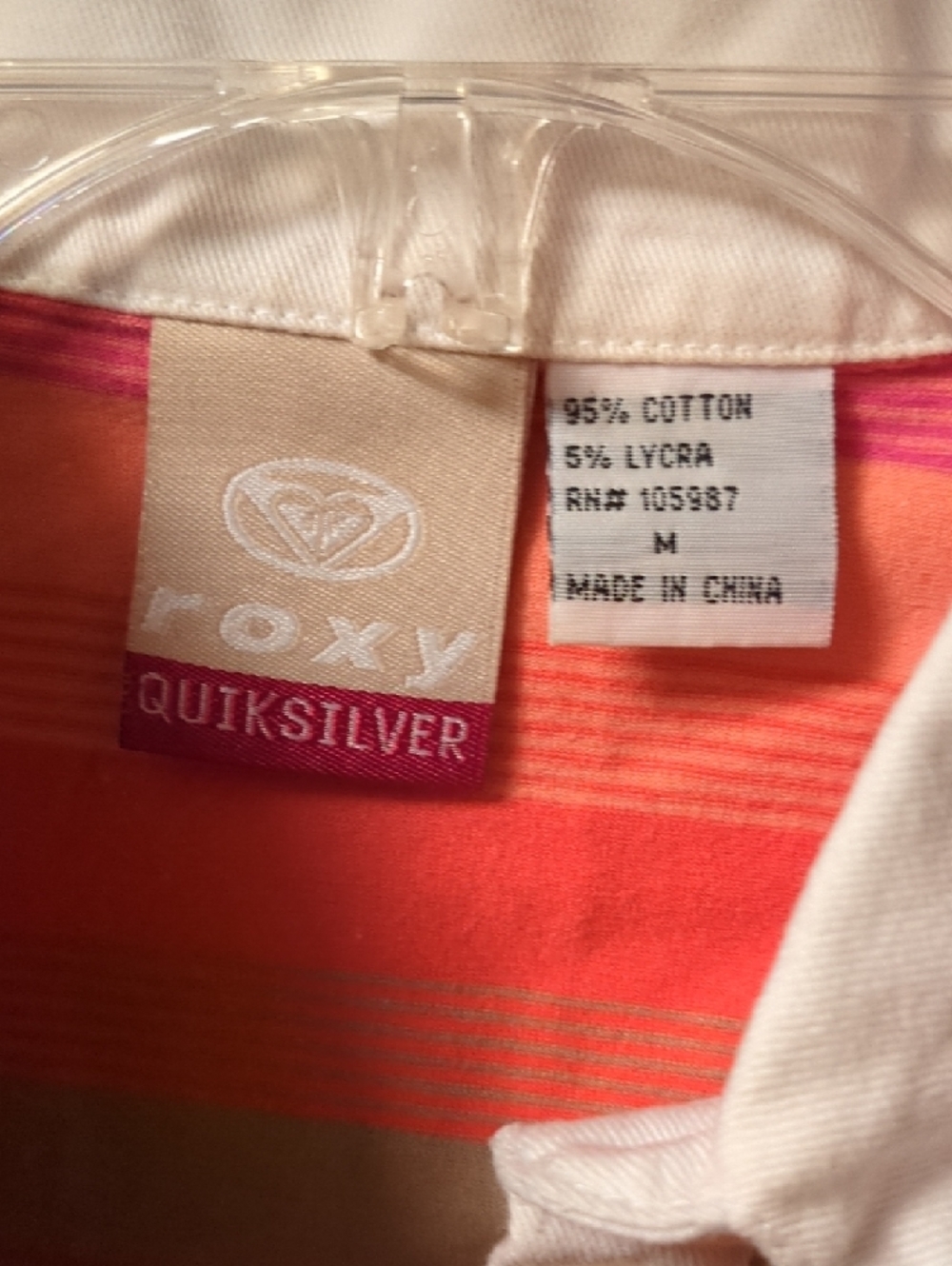 Roxy Striped Polo Shirt in Coral, Pink & Sage with White Collar - Picture 2 of 7